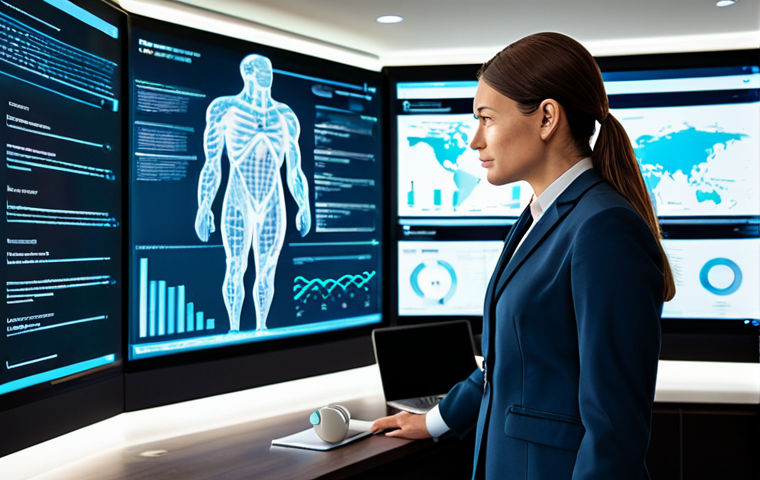 A professional and diverse legal expert, fully clothed in a modest business suit, stands confidently in a sleek, modern law office. The expert is interacting with an advanced holographic interface displaying complex legal data visualizations and AI-driven insights. Behind them, large digital screens show a secure, cloud-based document management system. The scene emphasizes innovation and efficiency. Perfect anatomy, correct proportions, natural pose, well-formed hands, proper finger count, natural body proportions. High-resolution, professional photography, soft lighting, vibrant color palette. Safe for work, appropriate content, fully clothed, professional dress, family-friendly.