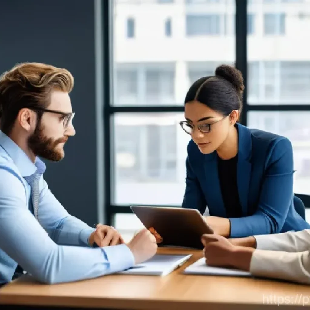 법률 자문가의 직무 만족도 조사 - **Prompt:** A dynamic, diverse group of young legal professionals (men and women, various ethnicitie...