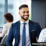 법률 자문가의 커리어 목표 - A professional legal consultant in a modern office setting, dressed in formal business attire, confi...