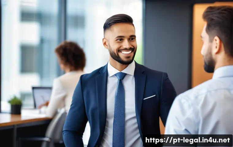 법률 자문가의 커리어 목표 - A professional legal consultant in a modern office setting, dressed in formal business attire, confi...