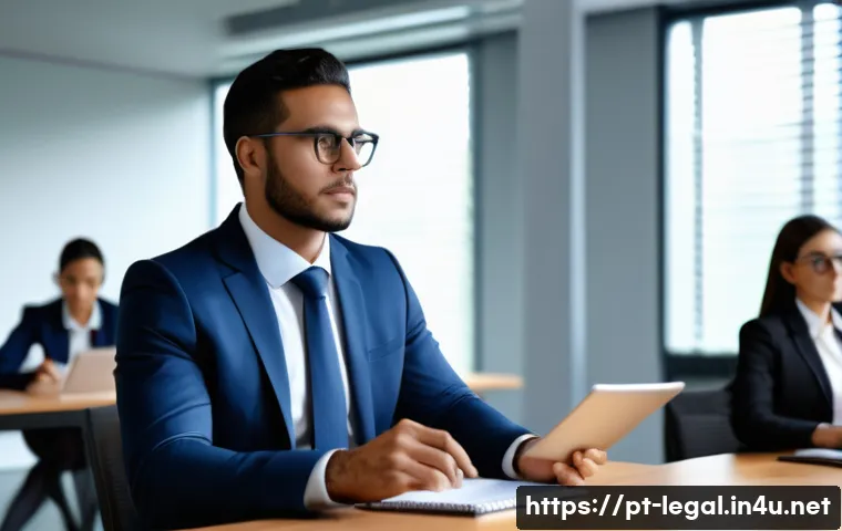 법률 자문가의 커리어 업그레이드 - A modern, bright law office scene featuring a confident Brazilian legal consultant in smart business...