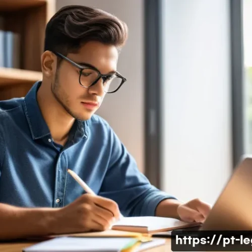 법률 자격증 취득 과정 - A focused young Brazilian law student studying at a tidy desk in a bright, quiet room with natural s...