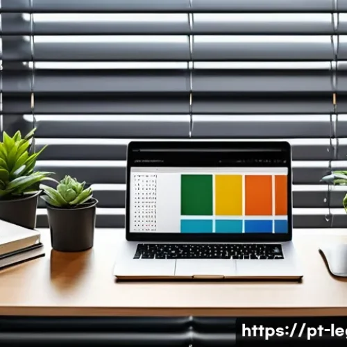 법률자문가의 직무 만족도 향상 - A modern home office setup tailored for a legal professional balancing work and personal life, featu...