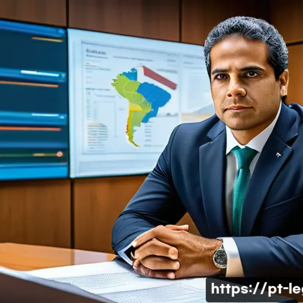 법률 자문가의 법률 연구 - A detailed and professional illustration of a Brazilian lawyer in a modern office setting, surrounde...