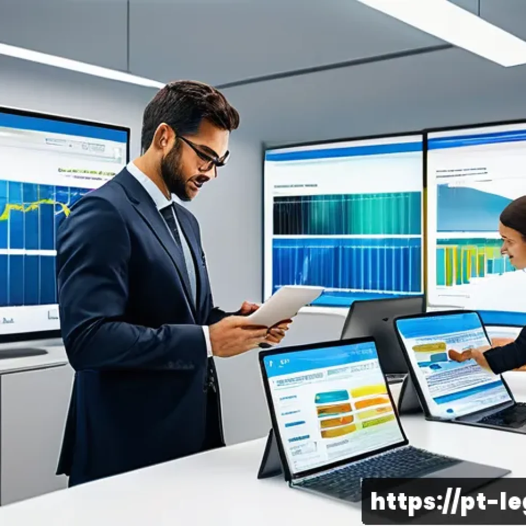 법률 자문가의 업무 관리 시스템 - A modern legal consultant’s office environment with a diverse team of professionals actively collabo...