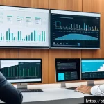 Home 20 법률 실무에서의 기술적 진보 - A modern Brazilian law office with diverse lawyers using advanced AI-powered software on multiple co...